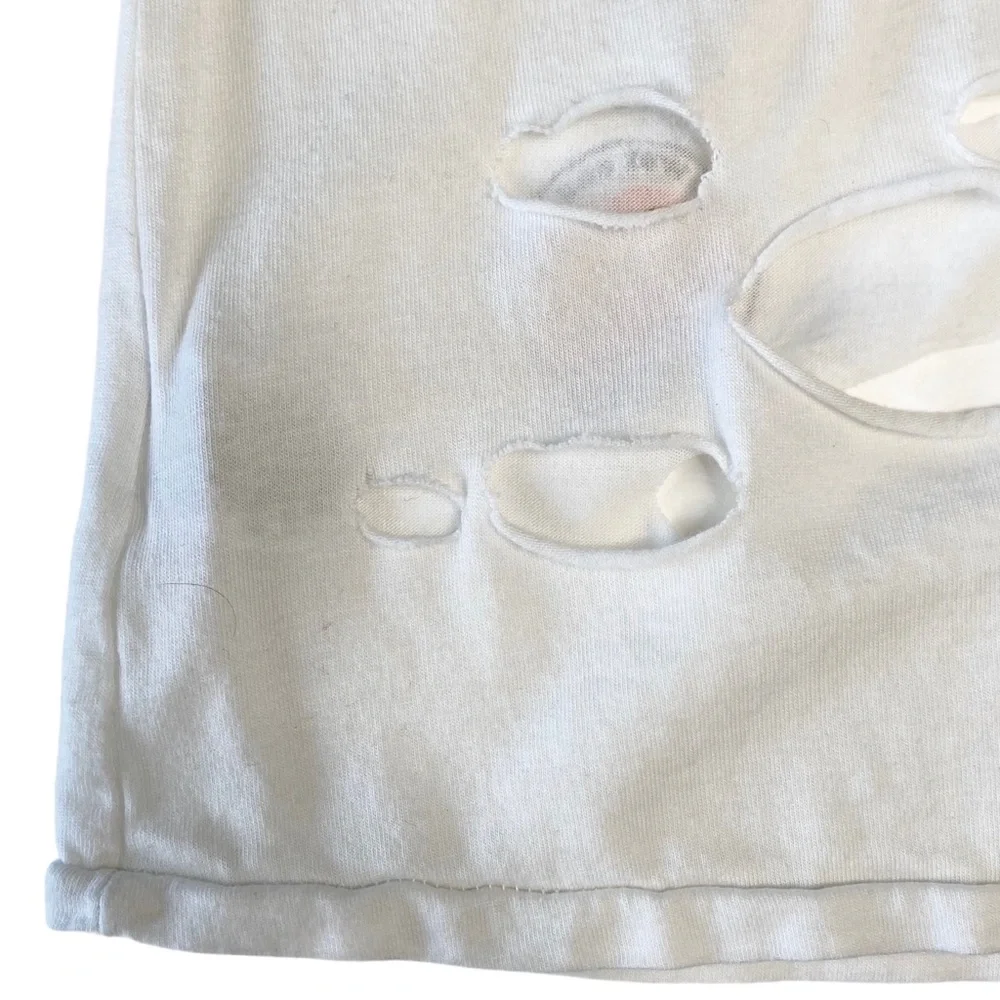 Lauren Moshi ☻︎ Roxanne Pins Vintage Destroyed Muscle Tee T Shirt ☻︎ with Holes - Picture 10 of 17
